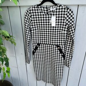Suzy Shier Monochrome Houndstooth Dress BNWT